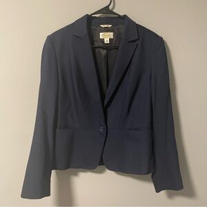 Talbots Navy Blue 98% Wool Blazer Women’s Size 10 One Button Pockets Chic Office
